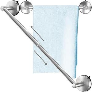 DGYB Adjustable Suction Cup Towel Bar for Bathroom 14 Inch ~ 27 Inch Brushed Nickel Towel Rack Stainless Steel Bath Towel Holder for Glass Shower Door