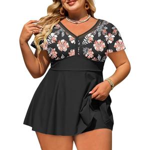 Women's Plus Size Tankini Bathing Suits Ruffle Swim Dress Two Piece Full Coverage Tummy Control Swimsuits 2026, XX-Large Plus