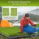 FNARMW Double Sleeping Pad Camping, Self Inflating 6'' Extra-Thick 2 Person Pillow Built-in Foot Pump Waterproof Inflatable Sleeping Mat Backpacking, Tent, Hiking, Portable Camping Pad (Yellow Grey)
