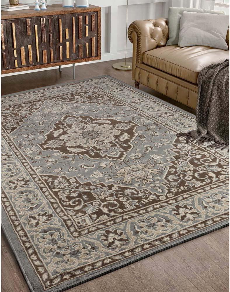 Superior Elegant Glendale Collection Area Rug, 8mm Pile Height with Jute Backing, Traditional Oriental Rug Design, Anti-Static, Water-Repellent Rugs - Grey, 8' x 10' Rug