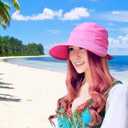 HINDAWI Sun Hats for Women with UV Protection Wide Brim Sun Hat Visor Summer Beach Outdoor Foldable Womens Cap (Pink)