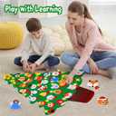 Felt Christmas Tree for Toddlers, 3.2ft Animal Theme Felt DIY Tree for Kids Wall with Lights + 33 Ornaments (Include 25 animals), Indoor Christmas Wall Hanging Decor, Kids Gifts Parties Activities