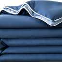 Reversible Solid Color Cotton Cooling Comforter,Lightweight Breathable Blanket for Air-Conditioned Rooms&All-Season. Blue, 104''×90''