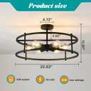 hesoge Large Semi Flush Mount Ceiling Light Fixture Black Cage Ceiling Light 6 Light Chandelier for Kitchen Dining Room Entryway Living Room Bedroom Foyer