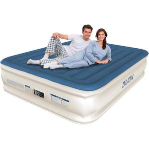 DIVON Air Mattress Queen with Built in Pump,18'' Raised Self Inflatable Mattress,Foldable Blow Up Mattress in 3 Mins,Portable Air Bed for Camping,Travel&Floor,Queen Size Air Matress for Adults,660lbs (Blue)
