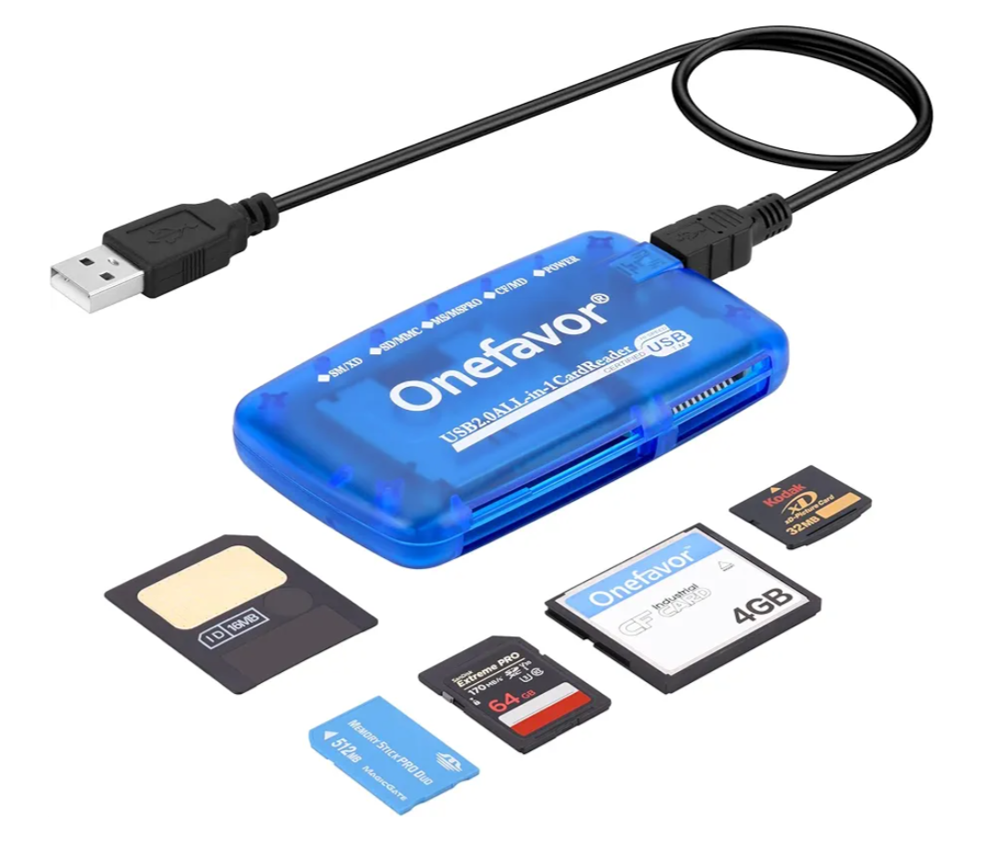 SmartMedia Cards Reader Writer, All-in-1 USB Universal Multi Card Adapter Slim Hub Read Smart Media SD, XD, CF, MMC, MS Pro Duo, Camera Flash Memory Cards Reader for Windows, Mac, Linux