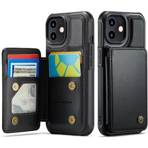 Vinich for iPhone 12/12 Pro Wallet Case with Card Holder, RFID Blocking Credit Slots Kickstand Shockproof Phone Cover for Women Men, Black