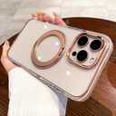 OWLSTAR for iPhone 16 Pro Max Case with Rotatable Metal Magnetic Ring Stand, Compatible with MagSafe, Non-Yellowing Clear Hard-Back Protective Kickstand Phone Case 6.9 inch (Desert Gold)
