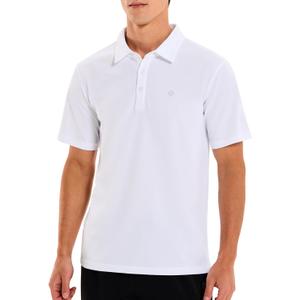 HODOSPORTS Mens Golf Polo Shirts Short Sleeve Casual Dry Fit Designed Collared Golf Shirts for Men White (White, XL)