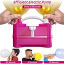 Electric Balloon Pump for Party Decorations  Portable Inflator, Auto Shutoff, Balloon Air Pump Dual Nozzle Rose Red 110V 600W