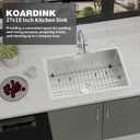 Stainless Steel Drop In Kitchen Sink - 27x18 Inch Modern Undermount Single Bowl - SS Grid, Spoon Rest, Drain Strainer Set, 27x18x9 inches
