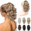 REECHO 12" Ponytail Extension, Classic Loose Curly Wavy Claw Clip Pony tails Hair Extensions Hairpieces for Women (Deep Blonde)