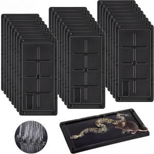 Qualirey 24 Pack Glue Traps for Rats and Snakes, Larger and Heavy Duty Baited Sticky Traps with Non-Toxic Glue, Exterminator Plastic Mouse Indoor Board, Ready to Use, Safe to Children and Pets (Black)