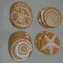 12 Pcs Coastal Coasters for Drinks Beach Cork Coasters Sea Shell Printed Round Absorbent Mat Coastal Decor Beach Theme Tropical Decor for Nautical Table Housewarming House Gifts