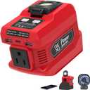 220W Power Inverter Compatible with Milwaukee 18V Battery, DC 18V to AC 110V-120V Portable Power Generator, Inverter with 2 USB Ports 1 Type-C 1 AC Outlet, 400 Lumen Light