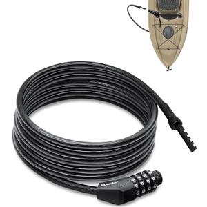 NDakte Bike Lock, Extra Long Straight Cable Lock (6FT, 12FT, 18FT, 22FT, 27ft) with Resettable Combination, Unique Narrow Designed for Kayaks, Scooters, Paddle Boards and Outdoor Gear
