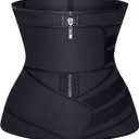 YIANNA Waist Trainer for Women Latex Underbust Training Belt Tummy Control Waist Cincher Sport Girdle (Black)