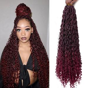 8 Packs New Goddess Locs Crochet Hair Long River Locs Crochet Hair with Curly Ends New Goddess Locs Crochet Hair for Black Women Boho Style Locs Hair Extensions (30 Inch (Pack of 8), T1B/BUG#)