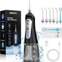 NBGRLVS Water Dental Flosser for Teeth Pick Cleaning Cordless - 6 Adjustable Modes,320ML Portable & Rechargeable IPX7 Waterproof Powerful Oral Irrigator, Cleaner Picks for Home Travel (Black)