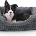 INVENHO Dog Bed Medium Size, Orthopedic Warming Soft Calming Sleeping Puppy Bed Durable Pet Bed with Anti-Slip Bottom M(30"x24"x9") (Dark Grey)