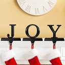 MCEAST Pack of 3 Christmas Stocking Holders Metal Mantel Stocking Clips Fireplace Stocking Hangers for Christmas Decoration, Black