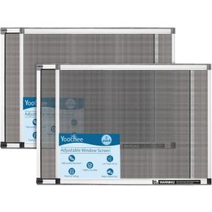 Expandable Window Screen, 2 Pack Adjustable Window Screen(18" H x 25" - 49" W) - Large Replacement Window Screens with Frame, Durable Replacement Screen for Window