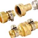 Brass Garden Hose Repair Connector with Clamps Hose End Repair Kit,Fit for 5/8"Garden Hose Fitting,Male and Female Hose Fittings,2-Set