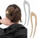 FRDTLUTHW 2PCS 5.1Inch Large Long U Shaped French Twist Metal Hair Pins for Women,Vintage Silver Gold Hairpins,Jumbo Hair Forks for Long Thick Hair,Hair Accessories Chignon Hair Sticks for Bun Updo