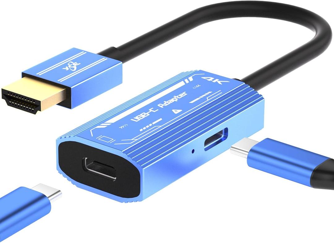 HDMI to USB C Adapter(4K@60Hz), Compatible with XREAL/Rayneo Air/VITURE/Rokid AR Glasses, Steam Deck, ROG Ally, PS5/4, Switch2/1, Laptop, Portable Monitor - Plug & Play (Blue)