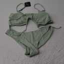 Bikini Set for Women Two Piece Swimsuits High Waisted Cut Out Tie Front Cheeky Crisscross Halter Bathing Suit (Large, Mint Green)