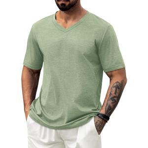 NIASHOT Mens T Shirts Short Sleeve Classic V Neck T-Shirt Casual Summer Basic Tee Shirt (XL)
