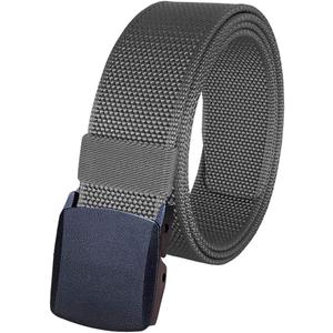 WYuZe Men's Military Tactical Web Belt, Casual Nylon Webbing with No Metal Buckle (Waist: 28"-42", Dark Gray)