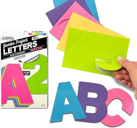 Dritz 395 Original Liquid Stitch, 2-Fluid Ounce, Clear, ArtSkills Poster Letters 4” Paper Letters for Poster Board Projects, Classroom Bulletin Boards, Sign Making Supplies, Neon, 190 Pieces