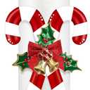 Shellwei Candy Cane Christmas Paper Towel Holder with Round Base Christmas Bathroom Decor Rustic Candy Cane Red Bow Dispenser Kitchen Paper Holder Stand for Countertop Toilet Home Accessories