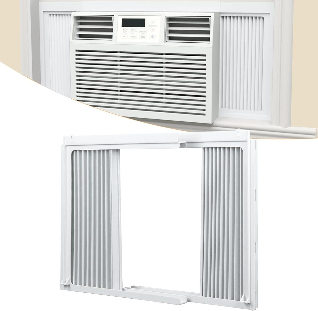 GCGOODS Window Air Conditioner Side Panels with Frame, Adjustable Window AC Side Panel Kit, Universal Fits for 5,000 BTU Window Air Conditioner Units, Window AC Side Panel with Frame