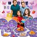 169Pcs Purple Music Birthday Decorations Pop Star Party Decorations Purple Birthday Plates Napkins Cups Banner Cutlery, Purple Party Supplies, Serves 24