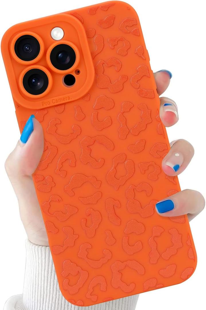 tharlet Compatible with iPhone 15 Pro Max Leopard Case | Shockproof Soft TPU Military Grade Drop Protection Cheetah Print Women Girls Case for iPhone 15 Pro Max 6.7'' Orange Leopard