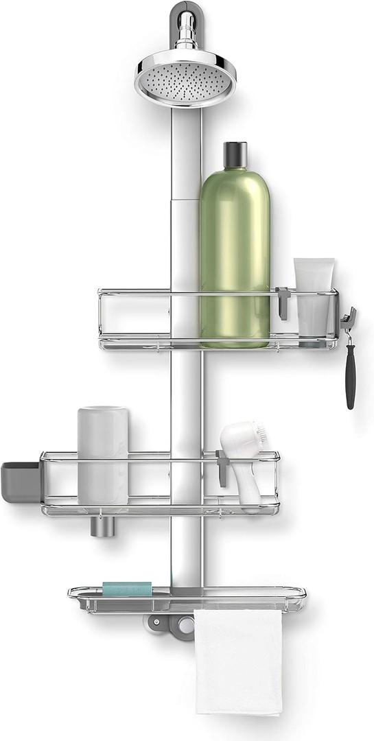 simplehuman Adjustable and Extendable Shower Caddy Large, Stainless Steel and Anodized Aluminum