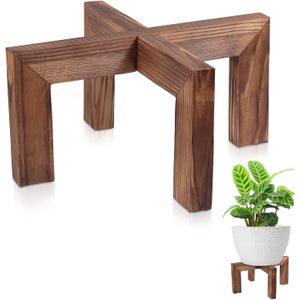 Plant Stand, Indoor/Outdoor Wood Plant Holder, Single Flower Pot Stand, Sturdy Planter Stands(Walnut, Fit 5-12 Inch Pots)