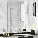 Minuover Silver Framed Bathroom Mirror, Brushed Nickel Large Rounded Corner Rectangle Wall Mirror, Tempered Glass, Shatter Proof, Anti-Rust, Hangs Horizontally or Vertically (28" x 36", Silver)