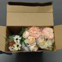 Tigeen 12 Bundles Peonies Artificial Flowers Faux Roses Silk Flowers Hydrangea Artificial Bouquet for Wedding Table Centerpiece Floral Vase Home Office Bridal Decor (Champagne)