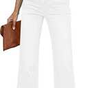 GRAPENT Womens Flare Jeans High Waisted Wide Leg Baggy Jean for Women Stretch Denim Pants (Large, White)