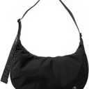 Titosha Medium Nylon Crescent Crossbody Bag for Women with Extended Adjustable Shoulder strap (Black)