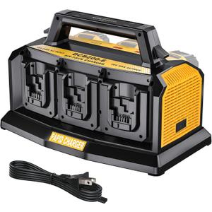 Adisipsoarin Super Battery Charger for Dewalt 20v Battery, 6-Ports Simultaneous Rapid Charger Station Compatible with Dewalt 20v Lithium Ion Battery and Tools DCB104 Charger
