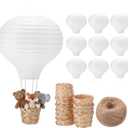 Meooeck 10 Pcs Hanging Hot Air Balloon Decorations Paper Lanterns 12 Inch Reusable Hot Air Balloon Decor Paper Lanterns Set for DIY Craft Wedding Birthday Christmas Home Living Room (White)