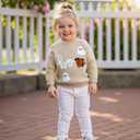 FOMOYUU Baby Girl Boy Knit Sweater Halloween Outfit Embroidery Warm Crewneck Long Sleeve Tops Fall Winter Clothes (3-6 Months, Khaki)
