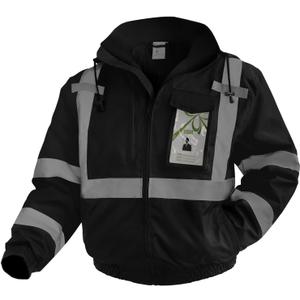 High Vis Safety Jackets, Reflective Work Jacket with Pockets for Men& Women, Construction Coats for Cold Weather, Waterproof Rain Jacket, Class 3, Black Standard, XXL (XX-Large, Black-regular)