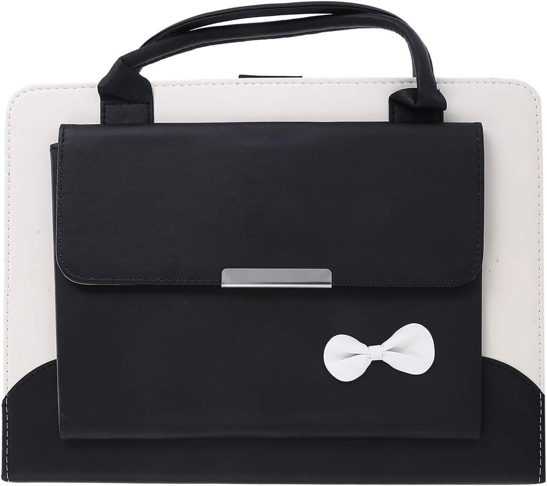 Handbag Case for iPad Pro 13" (M5/M4) 2025/2024, Air 13" M2 M3, iPad Pro 12.9-inch 2018-2022, Tech circle Cute Bowknot Pocket Wallet Design Folio Stand PU Leather Carrying Case, Auto Sleep/Wake, Black