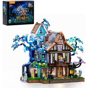 Sylvan-Inn Treehouse Lighting Building-Bricks-Set - 3120 Pcs Elf Hotel Cabin Collection Tree House LED Light Set for Adults and Retro House Collectors
