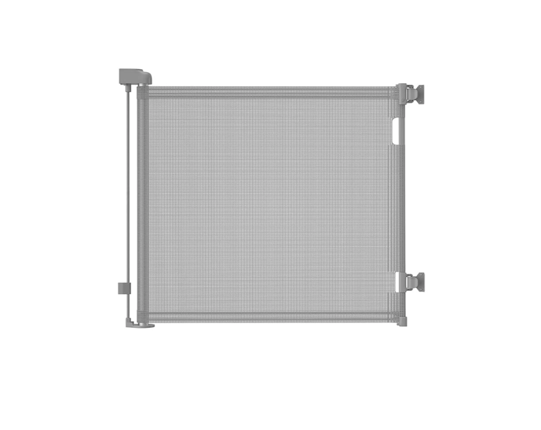 Retractable Baby Gate,Mesh Baby Gate or Mesh Dog Gate,33.6" Tall,Extends up to 55" Wide,Child Safety Gate for Doorways, Stairs, Hallways, Indoor/Outdoor (Gray 33.6"x55")
